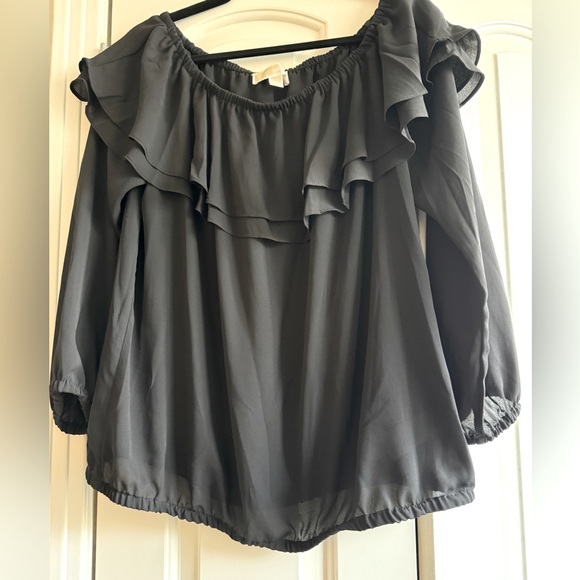 Michael Kors Chiffon Ruffle Off Shoulder Top - Picture 1 of 3